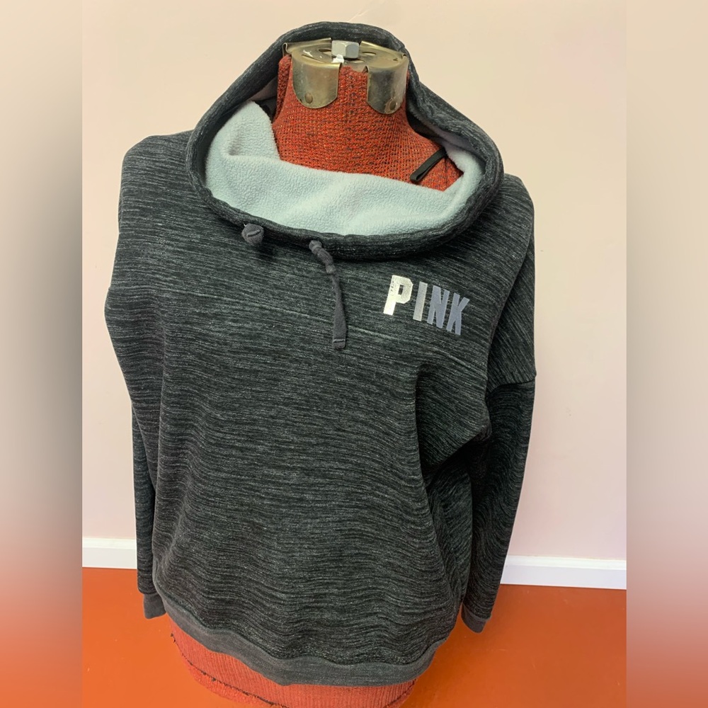 Victoria's Secret Pink Charcoal Hoodie Cowl Neck rare